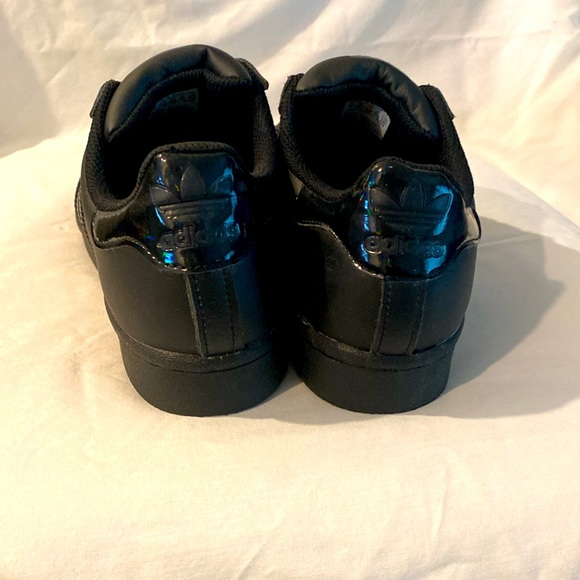 ADIDAS Superstar Shell Toe All Black Men Sneakers with Patent stripes - Picture 3 of 5